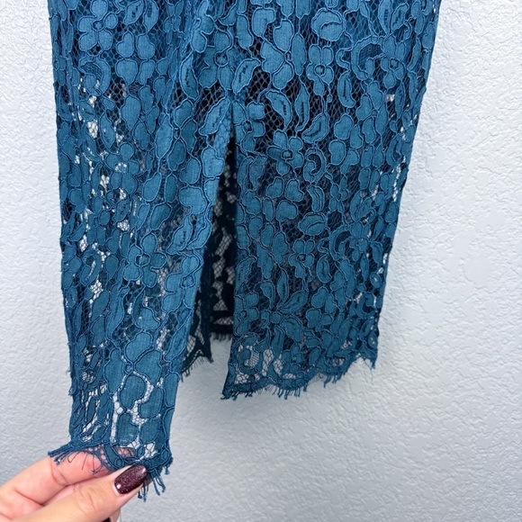 Bardot NWOT Midnight Lace Long Sleeve Dress, Ash Blue 6 - Small, Romantic - Picture 10 of 11